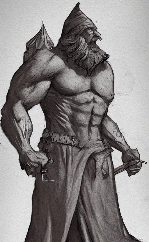 Image similar to a chad and handsome red wizard, super buff and cool, very detailed, sharp, matte, concept illustration