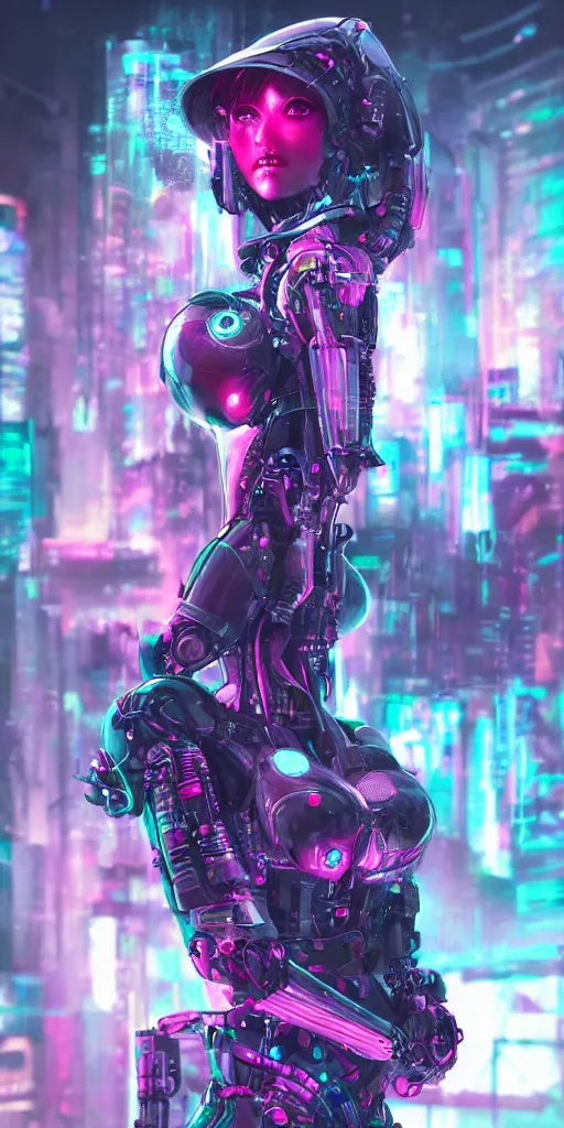 Image similar to a cyberpunk robot geisha sorceress, warcore, sharp focus, detailed, artstation, concept art, 3 d + digital art, wlop style, biopunk, neon colors, futuristic, neon noire, moody, d & d