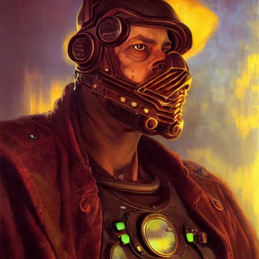 Prompt: character portrait cyberpunk warhammer 4 0 k farmer steve buscemi, character design, painting by gaston bussiere, katsuya terada, frank frazetta, tom of finland, trending on artstation