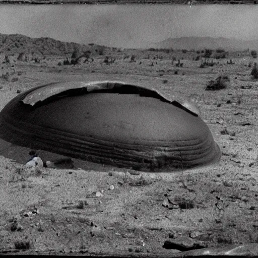 Image similar to tintype, wide view, thundra ufo crash site, team of scientists studying captured alien, photorealistic, highly detailed