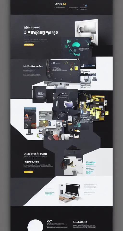 Image similar to landing page of a 3 d creative and experimental printing bussines, web design, concept, awwwards, experimental