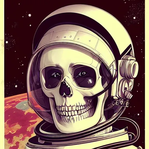 Prompt: anime manga skull portrait young woman astronaut in space, skeleton, intricate, elegant, highly detailed, digital art, ffffound, art by JC Leyendecker and sachin teng