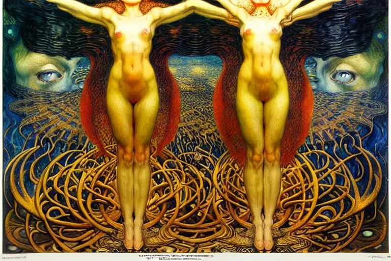 Image similar to Divine Chaos Engine by Karol Bak, Jean Delville, William Blake, Gustav Klimt, and Vincent Van Gogh, symbolist, visionary