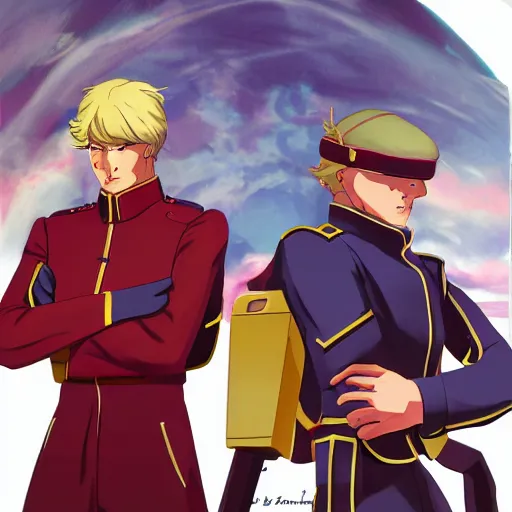 Prompt: a portrait of char aznable and garma zabi on gundam , detailed, trending on artstation,