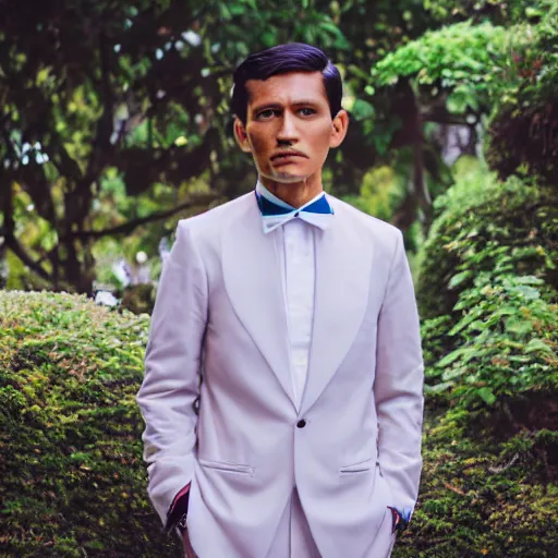 Image similar to outdoor portrait of jose rizal as a handsome young man in 2 0 2 2, 3 0 years old wearing stylish modern clothes, photo taken in 2 0 2 0, 3 5 mm f 1. 4 digital photo, matte colors