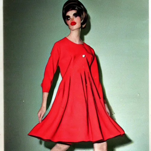 Prompt: lasagna dress, vintage fashion show, 6 0 s