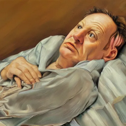 Image similar to high quality high detail painting by lucian freud, hd, todd solondz portrait, photorealistic lighting