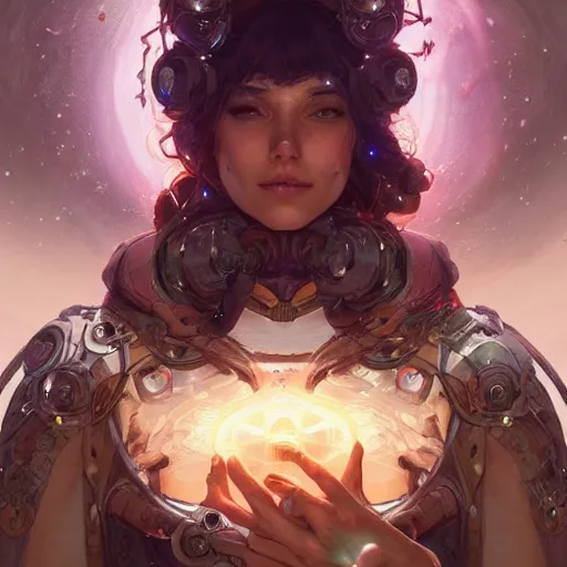 Prompt: ! dream cyborg druid entanglement milky way, epic lighting, sketch illustration, ultra detailed, art by artgerm and greg rutkowski and alphonse mucha