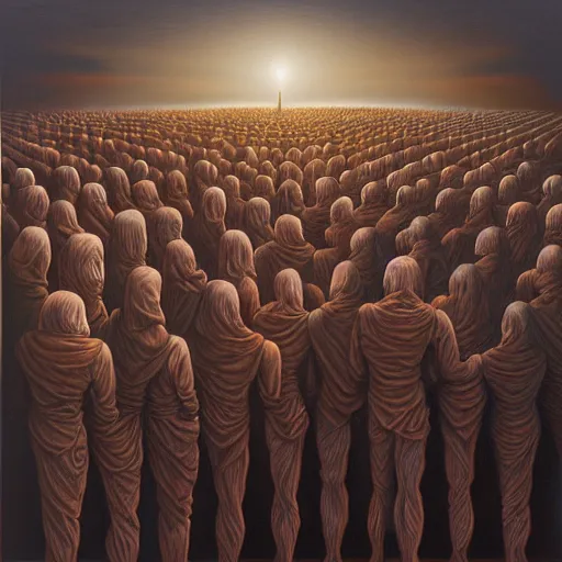 Image similar to in a dream, are all the characters really you? by jeffrey smith, oil on canvas