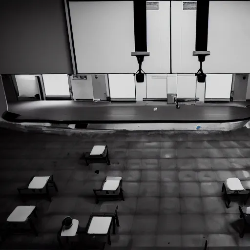 Prompt: a surgeon standing in an empty operating theater, award winning photography, law of thirds, black and white