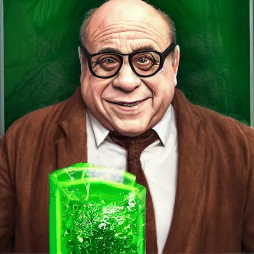 Prompt: hyperrealistic mixed media high resolution image of Danny DeVito made of green gelatin, stunning 3d render inspired art by István Sándorfi and Greg Rutkowski, perfect symmetry, dim volumetric lighting, 8k octane beautifully detailed render, post-processing, extremely hyper-detailed, intricate, epic composition, highly detailed attributes, highly detailed atmosphere, cinematic lighting, masterpiece, trending on artstation, very very detailed, masterpiece, stunning, flawless structure, lifelike texture, perfection,