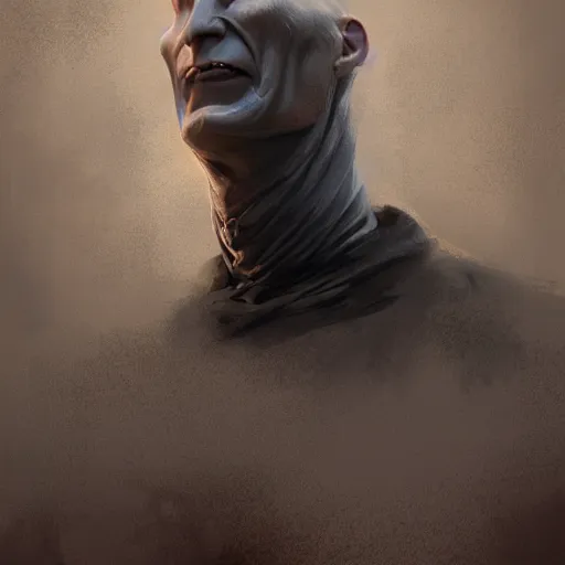 Image similar to portrait of voldemort, no nose, exudes terror, castle, mysterious breath, spitfire, photography, hyperrealistic, by greg rutkowski, smooth, illustration, elegant, artstation, digital painting.