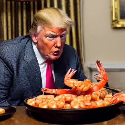 Prompt: donald trump eating shrimp
