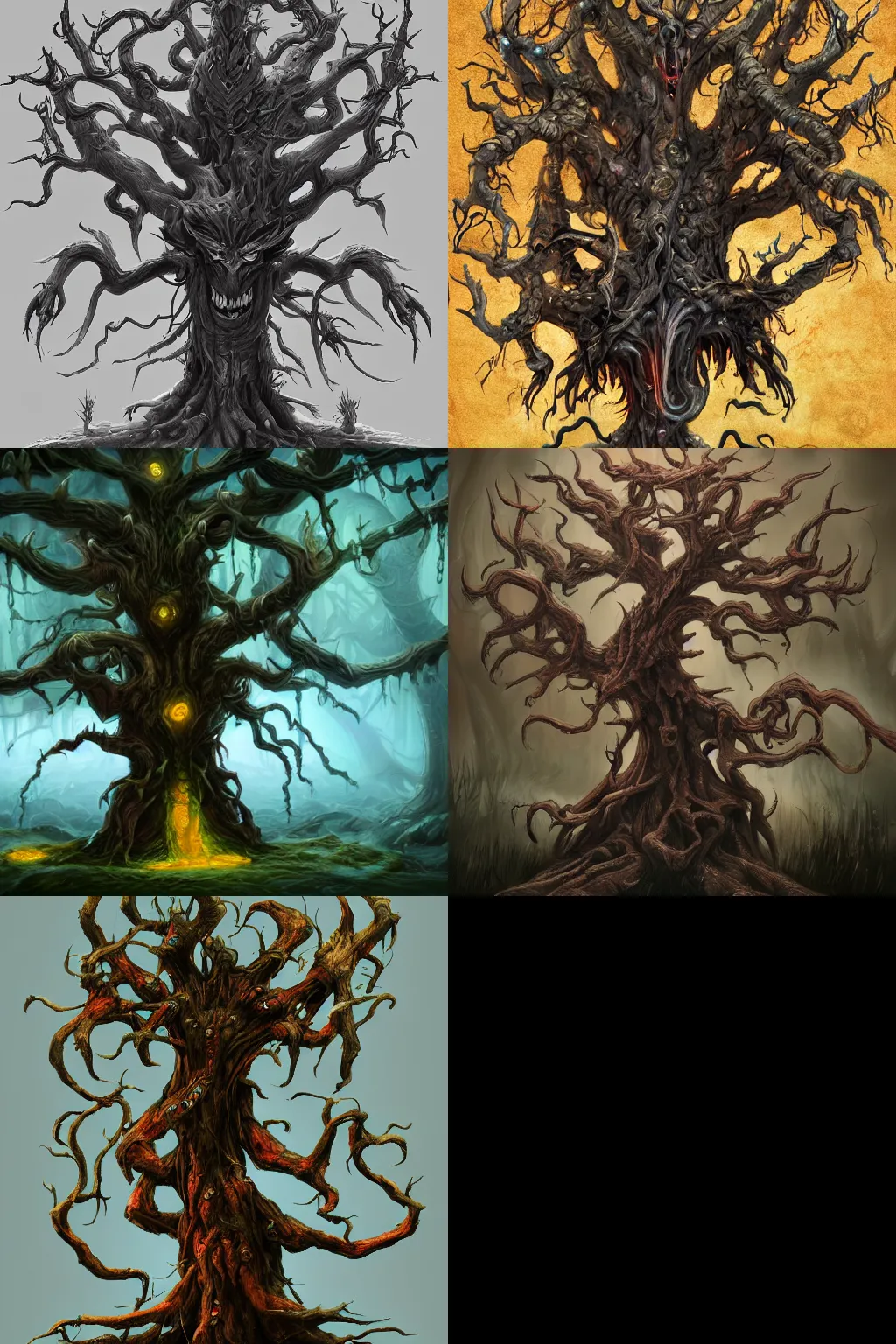 Prompt: demon tree, artstation, D&D, ultradetailed
