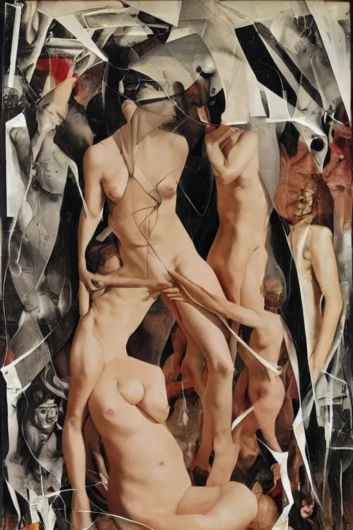 Prompt: you are from your father's worm, come party with me. pop style art images, delicately and carefully. symmetrical anatomy, torn adult magazine, hyperdetailed, surealism, no duplicate images, art by richard hamilton and mimmo rotella.
