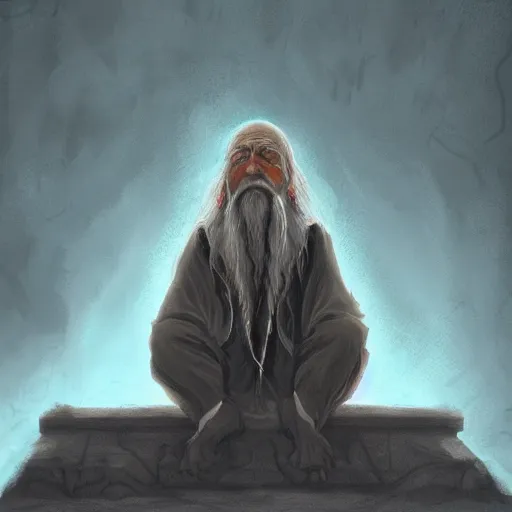 Image similar to inpatient wizard waiting for his spell to develop, digital art, 4 k, fantasy,