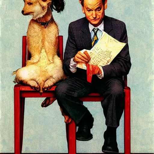 Image similar to bill murray portrait art by norman rockwell