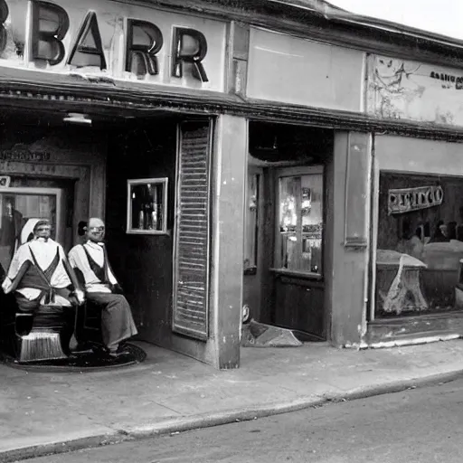 Image similar to a barber shop in the 1 9 5 0,