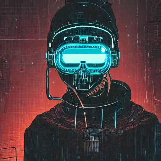 Image similar to in the style of max prentis and deathburger and laurie greasley a close up of a young explorer wearing a cyberpunk headpiece sitting connected to an ancient and huge mechanical head, highly detailed, 8k wallpaper