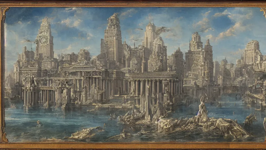 Prompt: a neoclassical underwater city