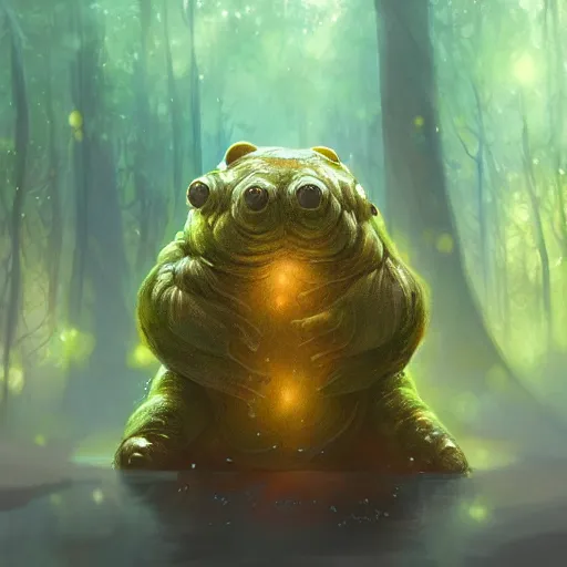 Image similar to ultra realistic illustration of magical tardigrade, forest, fantasy, colorful lights, intricate, elegant, highly detailed, digital painting, artstation, concept art, smooth, sharp focus, illustration, art by artgerm and greg rutkowski and alphonse mucha