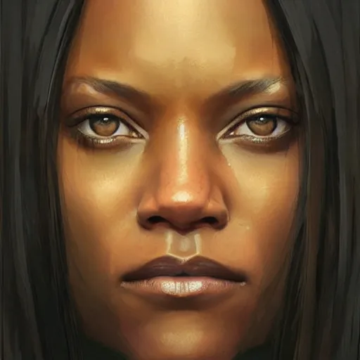 Prompt: “ portrait of zoe saldana by greg rutkowski, young, attractive, highly detailed portrait, scifi, digital painting, artstation, concept art, smooth, sharp foccus ilustration, artstation hq ”