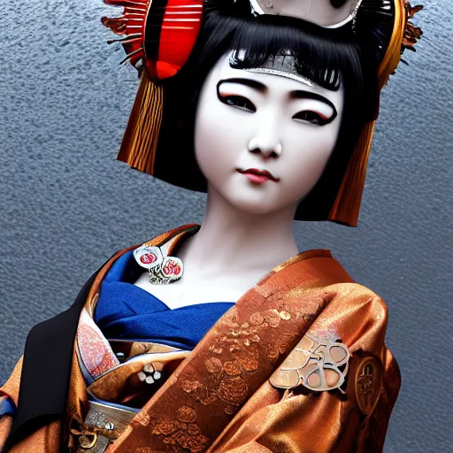 Image similar to hi resolution geisha portrait yasutomo oka steampunk 8 k ultrarealistic