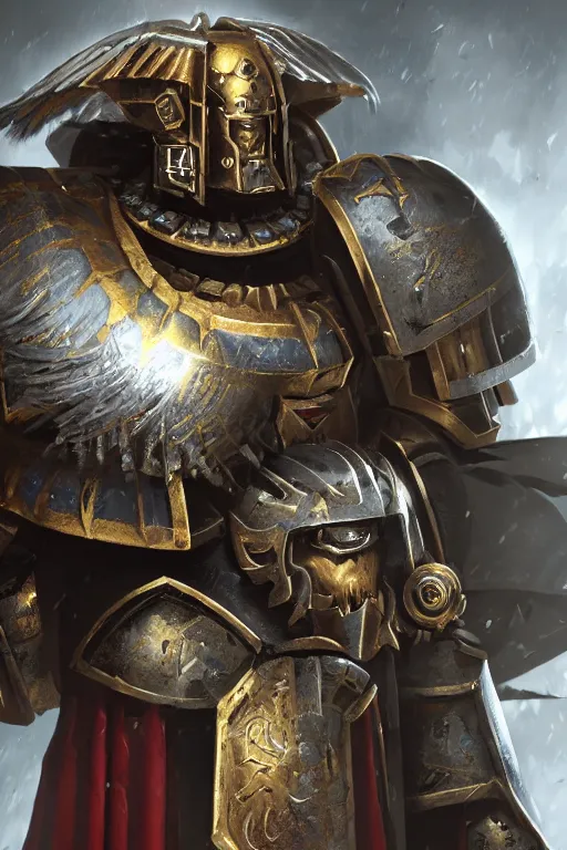 Image similar to armor portrait heros warhammer 4 0 k horus heresy fanart - the primarchs emperor by johannes helgeson animated with vfx concept artist & illustrator global illumination ray tracing hdr fanart arstation zbrush central hardmesh 8 k octane renderer