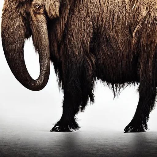 Prompt: a hybrid between a mammoth and a buffalo, photography, award - winning, national geographic channel, discovery channel, 8 k