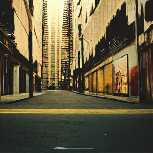 Prompt: empty street, quetzalcoatl, portrait, at night, by nan goldin, cinematography by jim jarmusch