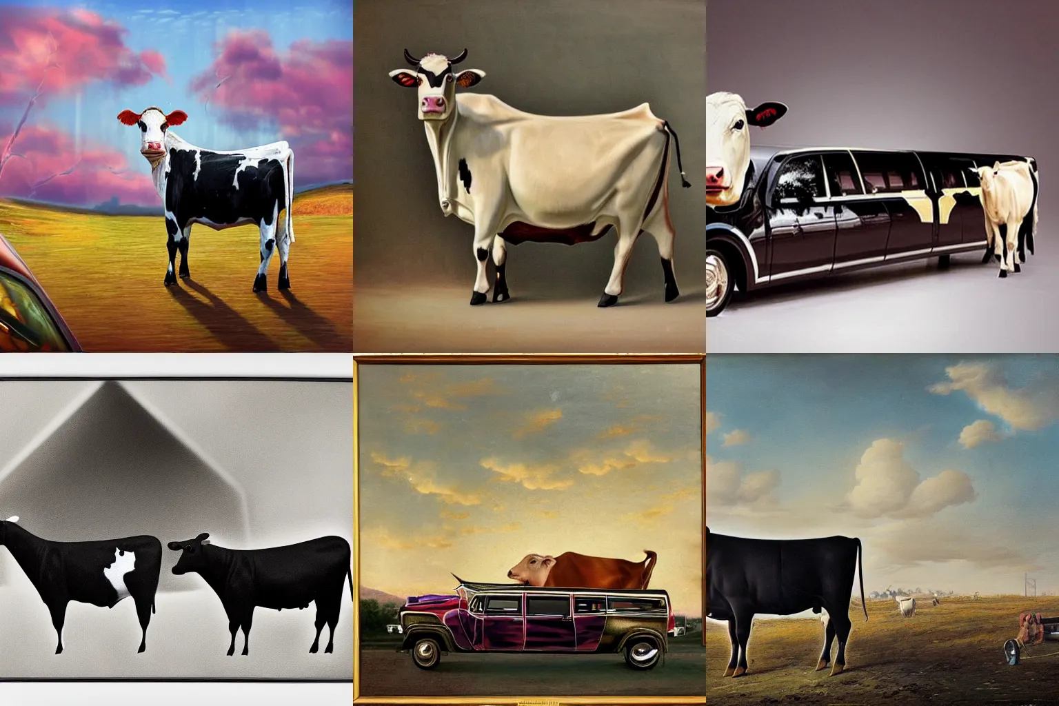 Prompt: a cow in the form of a limousine, high detail, surreal, modern,