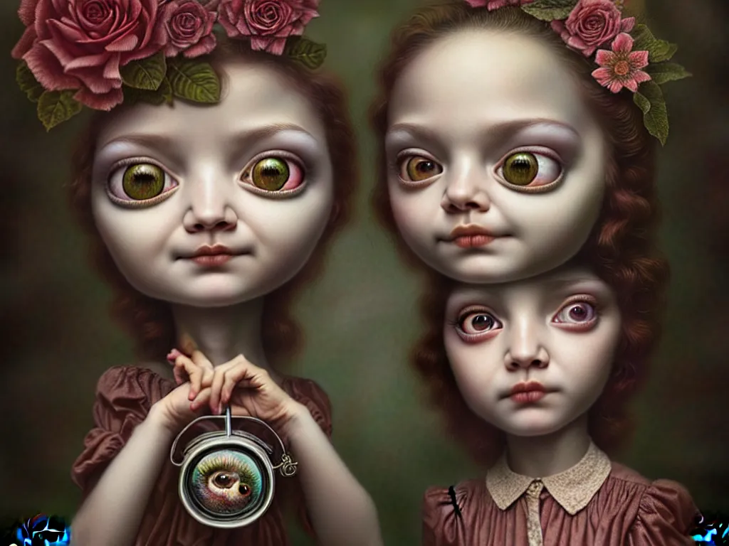 Image similar to highly detailed photo of happy, trending on deviantart, neo surrealism, sharp focus, 4 k, a lot of little details, octane, masterpiece, art by mark ryden