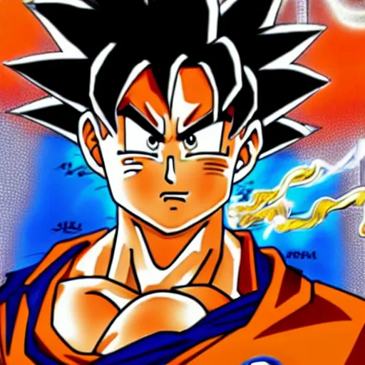 Image similar to high detail image of Goku eating ramen