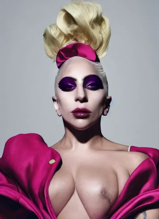 Prompt: lady gaga styled by nick knight posing , high fashion themed, archive pieces, vogue magazine, Highly realistic. High resolution. Highly detailed. Dramatic. 8k.4k.