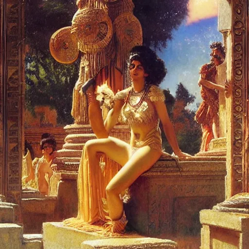 Image similar to 8 0 s srilankans on greek senete counsil, painting by gaston bussiere, craig mullins, j. c. leyendecker, lights, art by ernst haeckel, john william godward, hammershøi,,