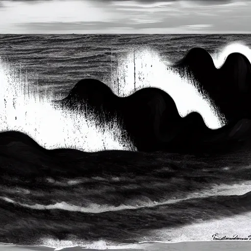 Prompt: sculpture of the number four, tsunami background, dramatic, digital art