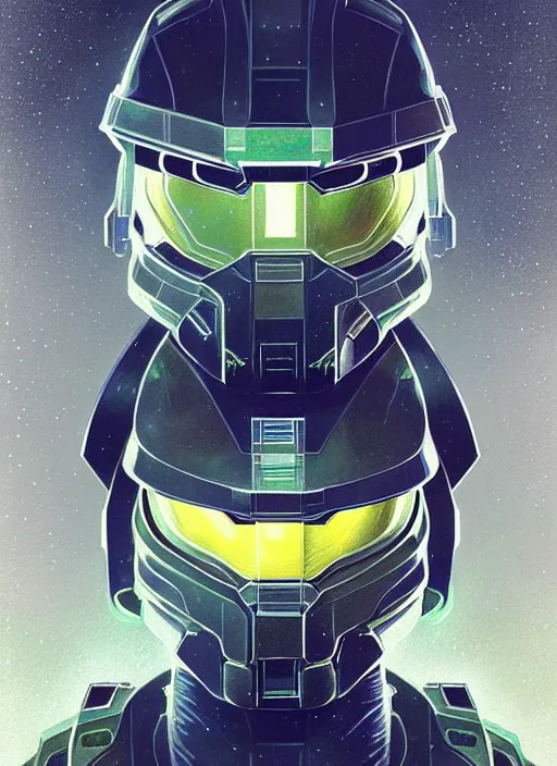 Image similar to symmetry!! portrait of master chief from halo, intricate, elegant, glowing lights!! highly detailed, digital painting, artstation, concept art, smooth, sharp focus, illustration, art by artgerm and greg rutkowski and alphonse mucha