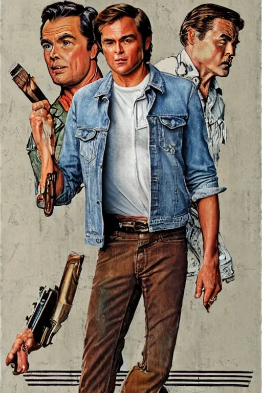 Image similar to Rick Dalton from Once upon a time in Hollywood painted by Norman Rockwell