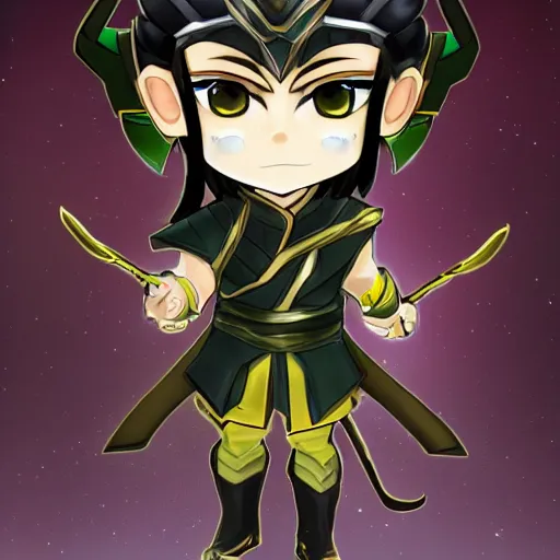 Image similar to chibi loki, wide angle, 4 k