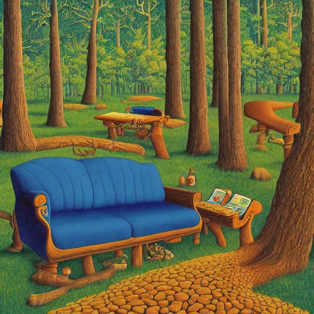 Image similar to a couch in the forest by rob gonsalves