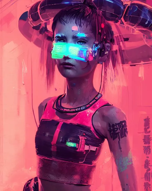 Image similar to detailed portrait Neon boxer Girl, cyberpunk futuristic neon, reflective crop top and shorts, boxing gloves, decorated with traditional Japanese ornaments by Ismail inceoglu dragan bibin hans thoma greg rutkowski Alexandros Pyromallis Nekro Rene Maritte Illustrated, Perfect face, fine details, realistic shaded, fine-face, pretty face