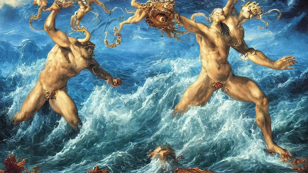 Image similar to epic masterpiece of Oceanus begetting Oceanus mythological