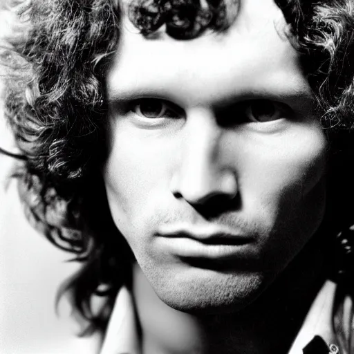 Image similar to HD digital photograph of Jim Morrison, the doors, psychedelic, Paris, light my fire, ultra realistic, powerful, iconic, love peace and unity, hippy, flower power