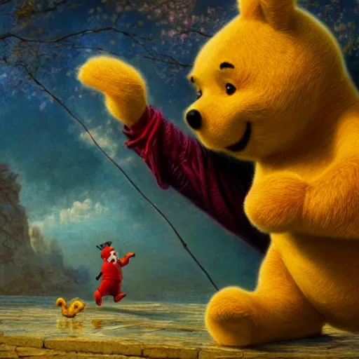 Prompt: xi jinping and winnie the pooh are best friends, cinematic composition, epic dramatic lighting, realistic, hyperdetailed, photorealistic, photograph, epic scale by gaston bussiere