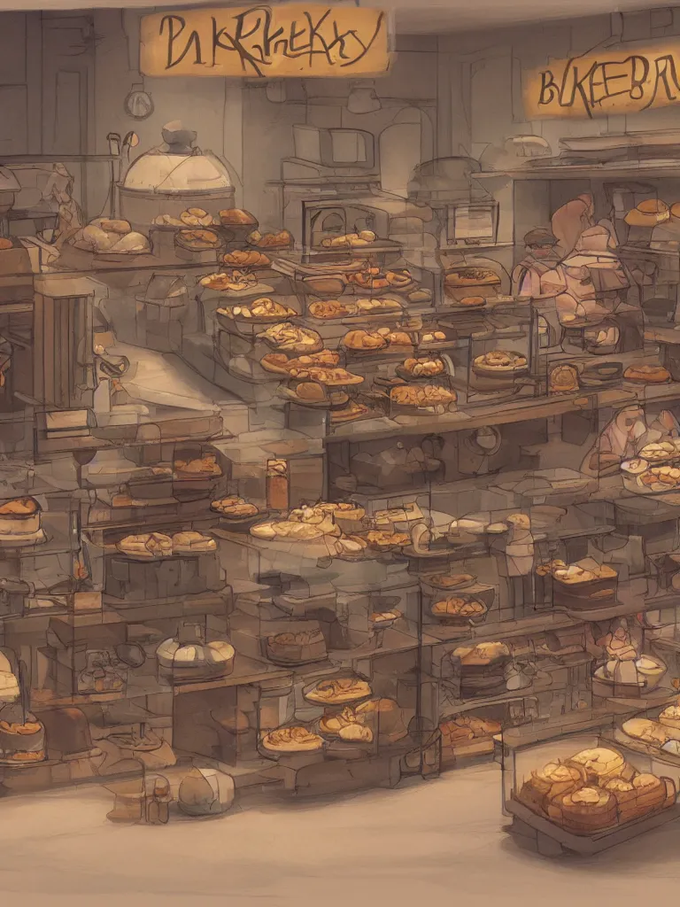 Prompt: bakery by disney concept artists, blunt borders, rule of thirds