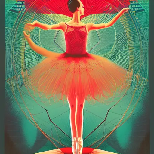 Prompt: a poster of a ballerina an album cover by kilian eng, behance contest winner, afrofuturism, circuitry, artwork, adafruit