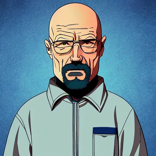 Image similar to walter white character from 8 0 s anime, 8 0 s anime style, anime art, detailed, artstation