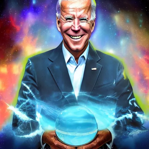 Prompt: joe biden as a space god, realistic, high resolution, rich colors, cinematic,