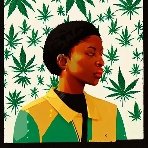 Prompt: Jamaica Marijuana profile picture by Sachin Teng, asymmetrical, Organic Painting , Matte Painting, geometric shapes, hard edges, graffiti, street art:2 by Sachin Teng:4