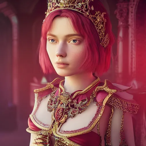 Prompt: portrait of wonderful princess of ruby with fair skin, ornate 8 k gorgeous intricate detailed, accent lighting, dramatic light, octane render